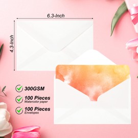 PATIKIL 60 Sets Pure Cotton Watercolor Cards 140lb/300 GSM Postcards with Envelopes for Art Painting Creative Thank Notes, 4x6 Inch