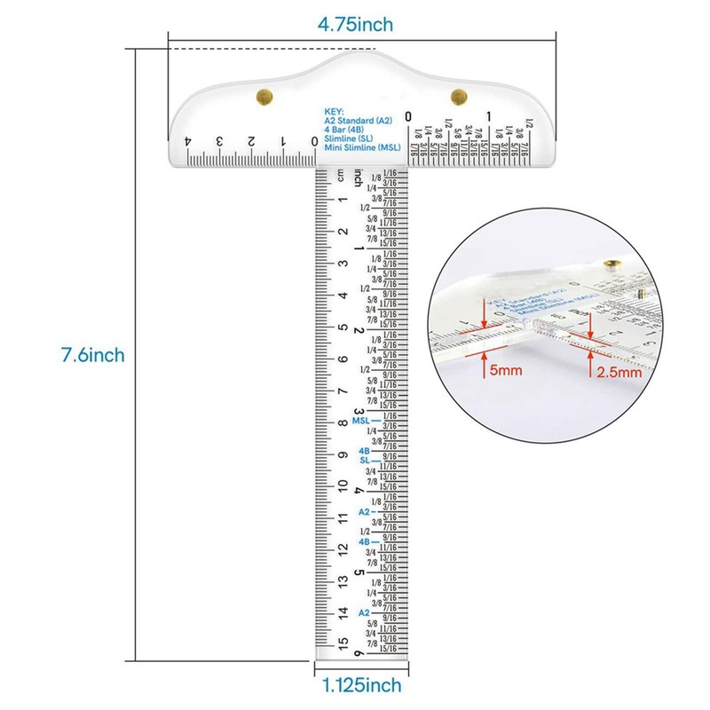 Fenteer Clear Acrylic T Square Ruler T Ruler Drafting Ruler