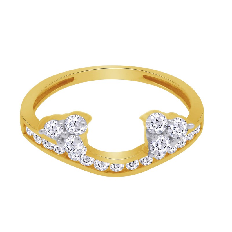 0.97 Carat Round White Cubic Zirconia Three Stone Enhancer Guard