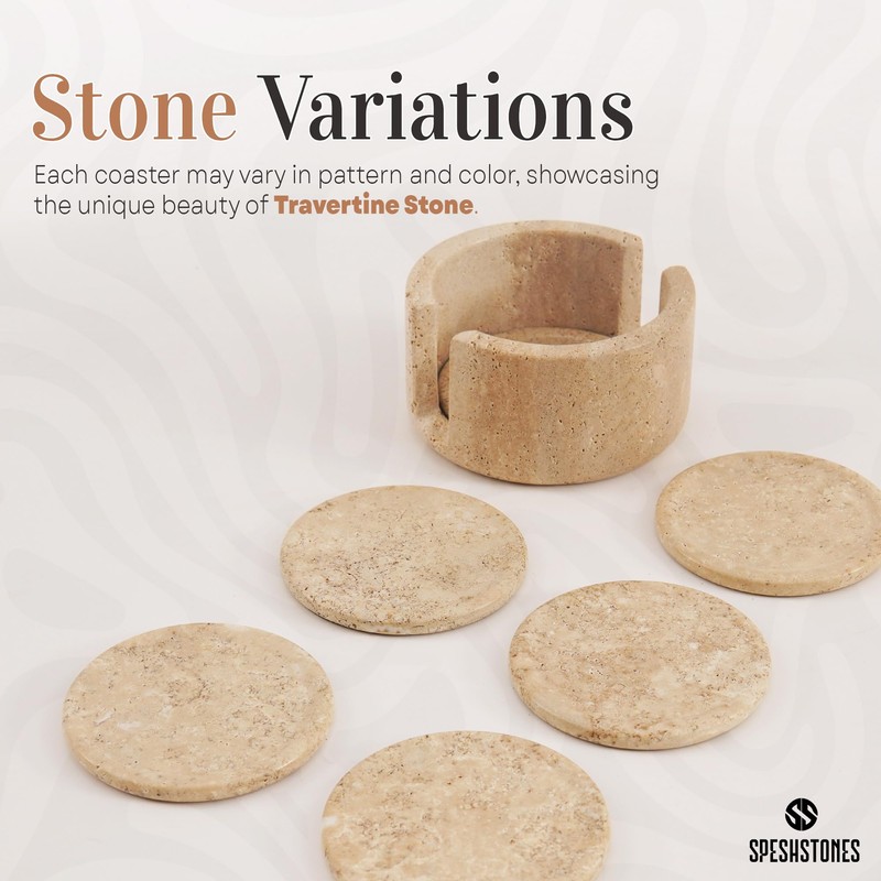 SPESHSTONES Coaster Set of 6 Handmade 3.5 Inch Drink Coasters