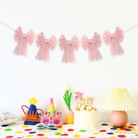Bow Garland - Bow Birthday Decorations, Baby Shower Decorations, Coquette Birthday Decor, Preppy Room Decoration, Pink Party Decorations, 3D Pink Hanging Decoration Party, Large Bows For Decoration