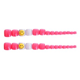 Square Fake Toenails Short Design Press on Toe Nails Short False Toes Nails with Design Artificial Toenails Kit Toe Nails Full Cover Stick On Toe Nails for Women and Girls 24Pcs