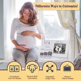Huiguli Baby First Scan Photo Frames, Pregnancy Announcement for Mom to be, Baby Sonogram Picture Frame,Baby Countdown Gifts for Expecting Parents