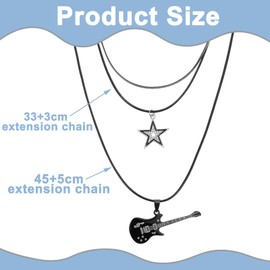 louuuou Layered Guitar And Star Necklace, Guitar Pendant Layered Necklaces For Women, Guitar Gifts For Men Y2k Accessories Grunge Suitable For Rock Themed Accessories Concerts Party Daily Wear