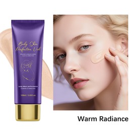 Body Coverage Perfector with Brush - Waterproof Leg & Body Makeup No Transfer, Tattoo & Scar Cover Up Full Coverage, Complexion Perfector for All Skin Tones (Warm Radiance)