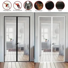 Anti Mosquito Fly Curtains For Doors Screen Magnetic Mosquito Net Door Window Automatic Closing Mesh - Colour: Black, Size: 100x210cm