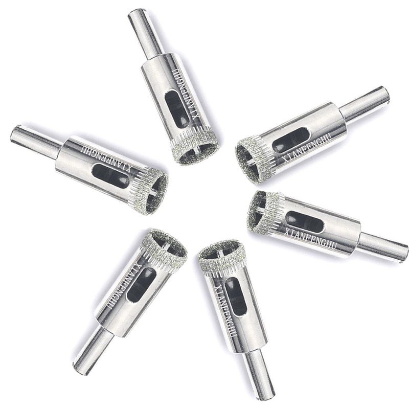 Diamond Drill Bits for Glass, 6 PCS 1/2" Diamond Hole