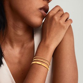 KSF 14K Gold Plated Initial Bracelet for Women Stack Non Tarnish Bangle Cuff Bracelet Set for Women Cuban Link Chain Bracelets Jewelry Trendy