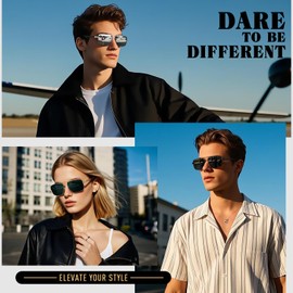 CGID Premium Al-Mg Alloy Pilot Polarized Sunglasses UV400, Spring Hinges Sun Glasses for Men Women, New Square Al-mg Frame|61mm| Brown Brown, Medium