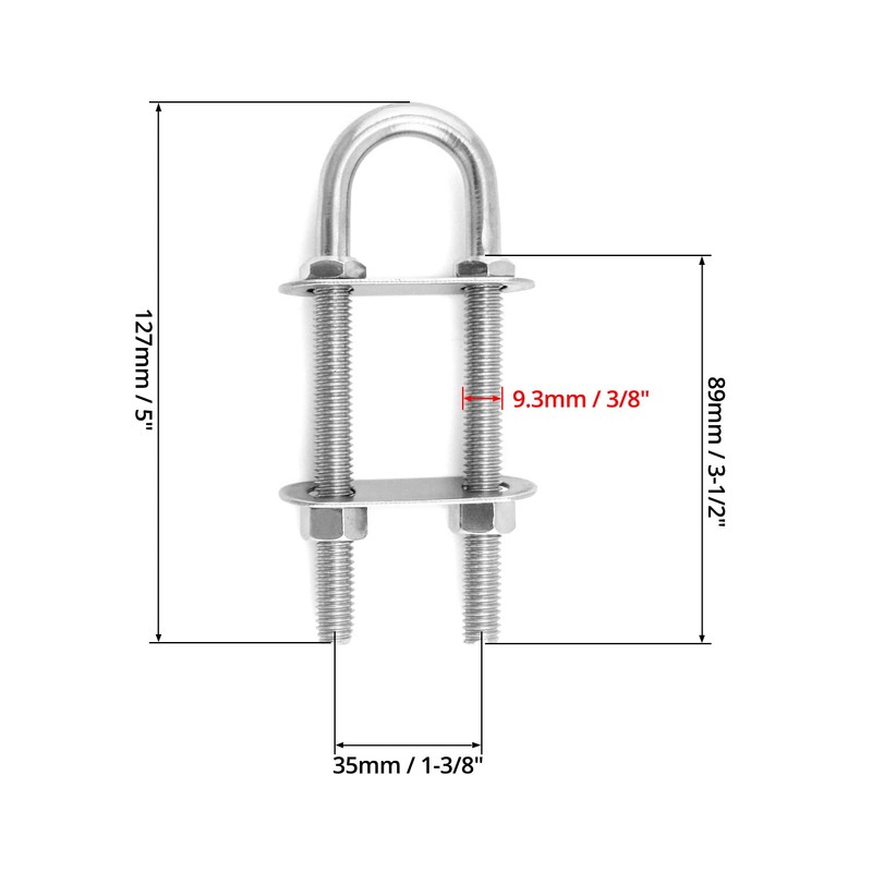 QWORK Marine Boat Stern Eye Tie Down U Bolt, 2