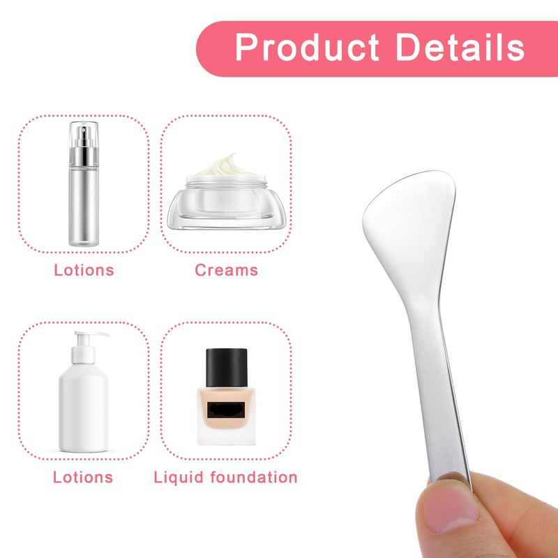 2Pcs Cosmetic Spatula, Mini Metal Makeup Spatula Reusable Cosmetic Cream