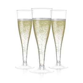 Prestee Prestee 200 Plastic Disposable Champagne Flutes - Clear Plastic Champagne Glasses for Weddings - Party Supplies for Celebrations - Durable Stemware - Mimosa Flutes for New Year Parties