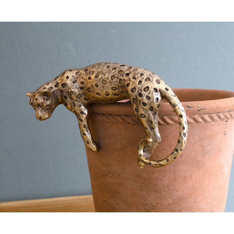 Set of 2 Gold Leopard Photo Frame 6x4, Cheetah Statue