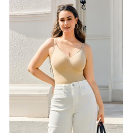 Gotoly Shapewear Bodysuit for Women Tummy Control Seamless Full Body Shaper V-Neck Waist Trainer Snatched Body Suit(Beige,X-Large-XX-Large)