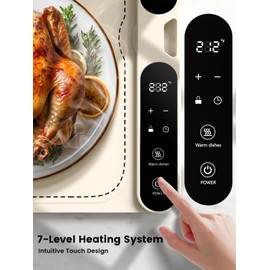 Food Warming Mat Electric Heating - Portable Silicone Warming Tray with 7 Temperature Settings and 8 Hours Timer for Party Buffet Home Travel Kitchen (23.6"x15",Beige)