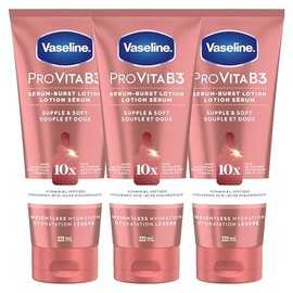 Dove Vaseline Supple & Soft ProVitaB3 Serum Burst Lotion: 10x Vitamin C, Revives Dull Skin, All-Day Hydration 222ml (Pack of 3)