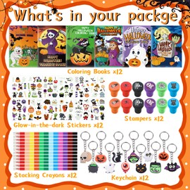 Yizeda Halloween Water Color Paint Sets for Kids, Happy Halloween Pocket Watercolor Painting Book with Goodie Bag Stuffers ,Art Crafts for Party Favor Game Classroom Home Activities ,12 Pack(60PCS)