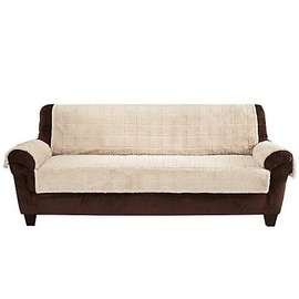 Pawslife Reversible Plush Quilt Sofa Furniture Cover in Taupe