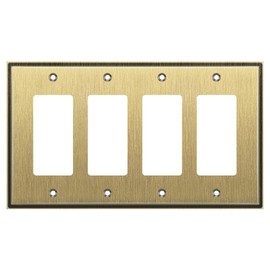 Henne Bery Soft Modern Decorative Wall Plate Switch Plate Outlet Cover (Quad Decorator, Antique Brass)