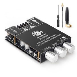 ZK-1002T Bluetooth Amplifier Board, 100W+100W 2.0 Channel Stereo Audio Power Amp, TPA3116D2 Chip, DC 12-24V with Treble and Bass Control, BT & AUX Input for DIY Wireless Speakers