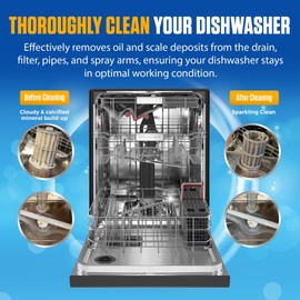 Bastion Dishwasher Cleaner Tablets, Lemon Scent, 3-Month Supply (6 Pods), Powerful Cleaning & Odor Removal, Descaling Tablets