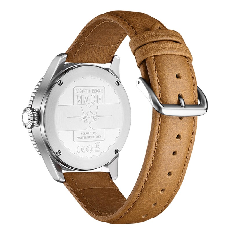 NORTH EDGE Men's Leisure Watch Men's Solar Quartz Mineral Glass