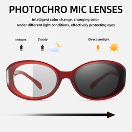 2-in-1 woman Blue Light Blocking & Photochromic Glasses - Auto-Tinting Lenses for Indoor/Outdoor Use Y5616 (C4)