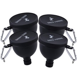 RED HARE 4 Regular Premium Protein Powder Containers to Go with Sturdy Aluminium Carabiners, Small Funnels for Filling Small Bottles and Protein Powder Mixes, Mini Funnel Buddy As Gym Accessories