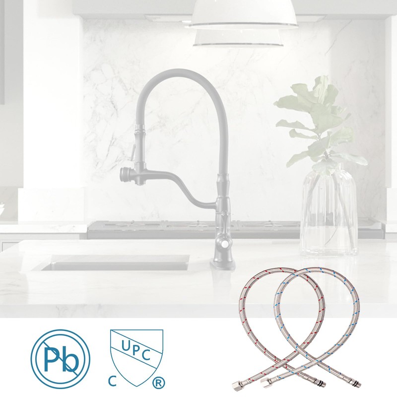 Faucet Supply Line, Braided Stainless Steel 24" Water Supply Hose