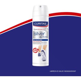Curitas Antitranspirante para pies en Spray Antibacterial Silver Active, con Iones de plata que protegen tus pies contra el mal olor por hasta 72 horas, 150 ml