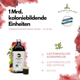 MICROFLORANA® -F Direct - Liquid Probiotics - 3 billion vibrant colony forming units - incl. dosing aid - Vitamins - Ready-to-drink and gentle version - Intestinal restoration - Since 1980-500 ml