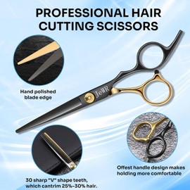 Hairdressing Scissors, 15 Pcs Thinning Scissor Kit, Professional Hairdressing Scissors Kit with Protective Case, Extra Sharp and Precise for Hair and Beard for Hairdresser/Hairdresser/Beard