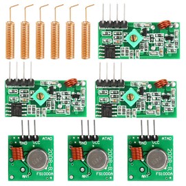 WayinTop Set of 3 433 MHz Radio Transmitter and Receiver Module + 433 MHz Antenna Helical Spiral Spring Remote Control, Super Regeneration Wireless Transmitter Module Burglar Alarm