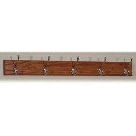 Wooden Mallet 36-Inch 5-Nickel Hook Coat Rack, Medium Oak