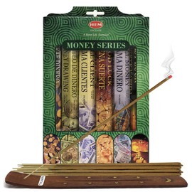Hem Incense Sticks Variety Pack #3 and Incense Stick Holder Bundle with 6 Money Series Fragrances