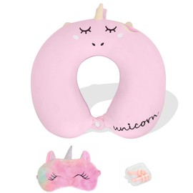 YOUXIU Reisekissen Nackenkissen ​Nackenhörnchen mit Schlafmaske und Ohrstöpseln Kopfstütze Reise Memory Schaum Schlafkissen Nackenstützkissen für Kinder und Erwachsene, Reisen im Auto Flugzeug Zug