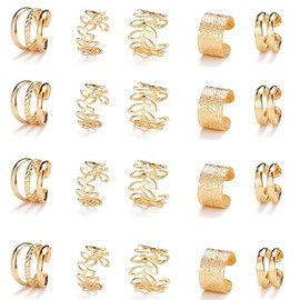 20 Pcs Gold Hair Jewelry for Braids Metal Alloy Braid Clips Rhinestone Hair Braids Dreadlock Non-Piercing Ear Clip Beard Beads for Women Men Hair Acce