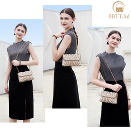 BBTT.ful 2024 New Rhinestone and Pearls Women's Evening Handbags Shoulder Bags Crossbody Bags for Women Clutch Purse with Chain (white and gold)