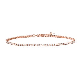 PAVOI 14K Gold Plated Tennis Anklets for Women | Tennis Ankle Bracelet for Women (Tennis, rose gold plated)