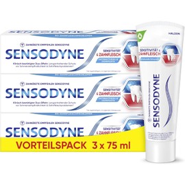 Sensodyne Sensitivity & Gum Toothpaste, 3 x 75 ml, Toothpaste for Improved Gum Health and Reduction of Pain Sensitivity