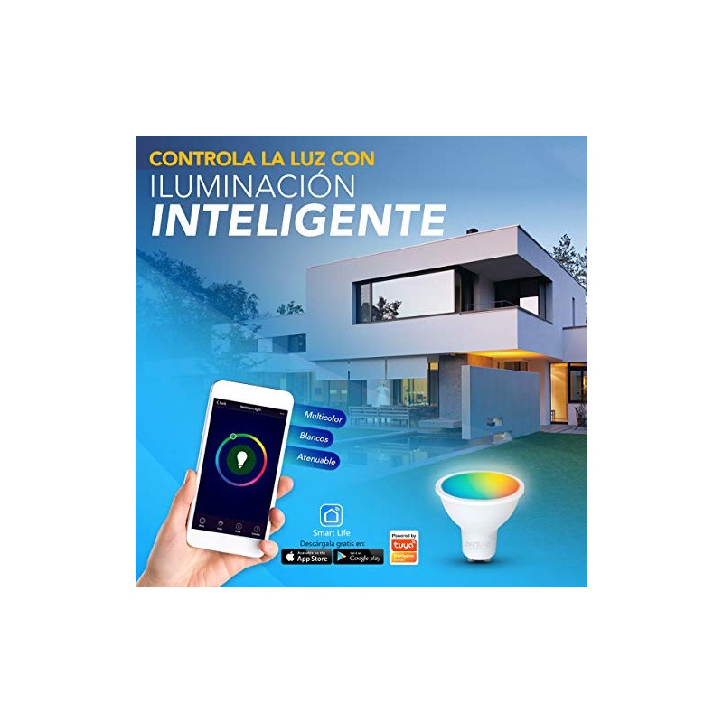 2 FOCOS SMART LED WiFi GU10 6W RGB CW MULTICOLOR