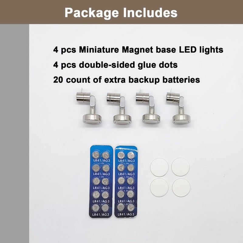Suzeyar Metal Miniature LED Light,Tiny Spot Lights with Magnet Base,Battery