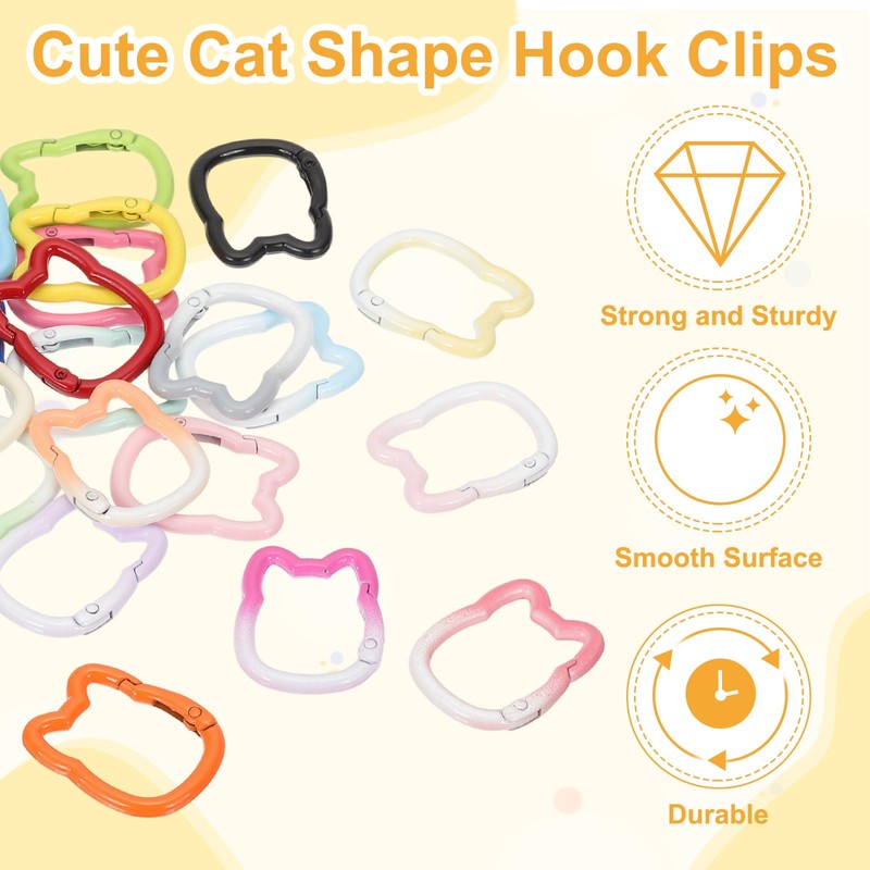 PATIKIL 8pcs Cute Cat Shape Spring Snap Hook Keychain Clip