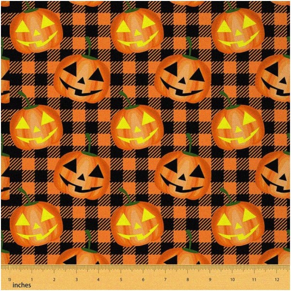VibraSense Pumpkin Glow Fabric - Plaid Grid Upholstery for Chairs,