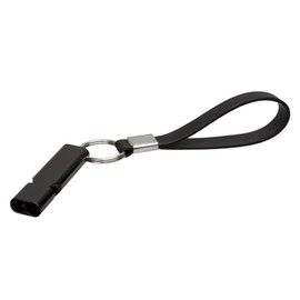 Black Metal Emergency Survival Whistle Double Tubes Safety Whistle Silicon Fob keychain for Boating Outdoor Camping Hiking Hunting Sports Dog Training