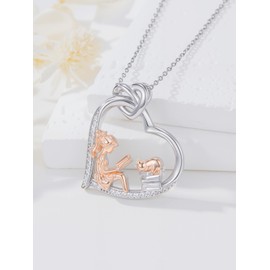 Cargari Book Necklace for Women, 925 Sterling Silver Heart Books Pendant Cat Necklace, Birthday Christmas Graduation Books jewelry Gift for Nerd Book Lover Reading Clubs