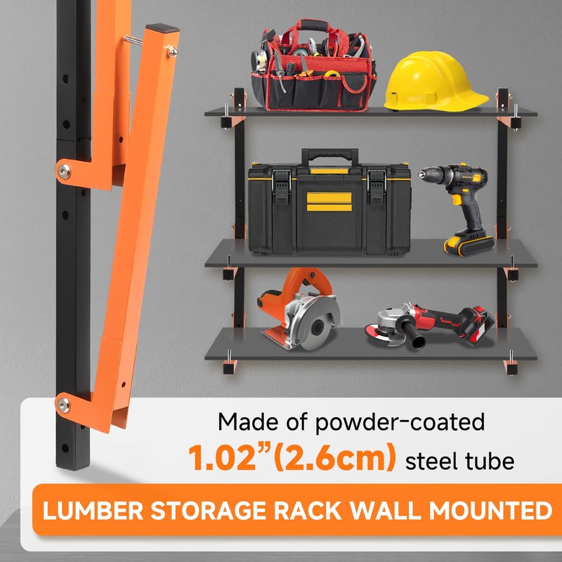 6 Pack Lumber Rack Wall Mount, Heavy Duty Wood Storage