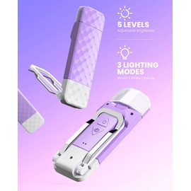 OPAUL USB Rechargeable Book Light, Clip-on LED Bookmark Reading Light in Bed, 3 Amber Colors & 5 Brightness, Long Lasting, Perfect Gifts Stocking Stuffers for Book Lovers, Adults, Kids