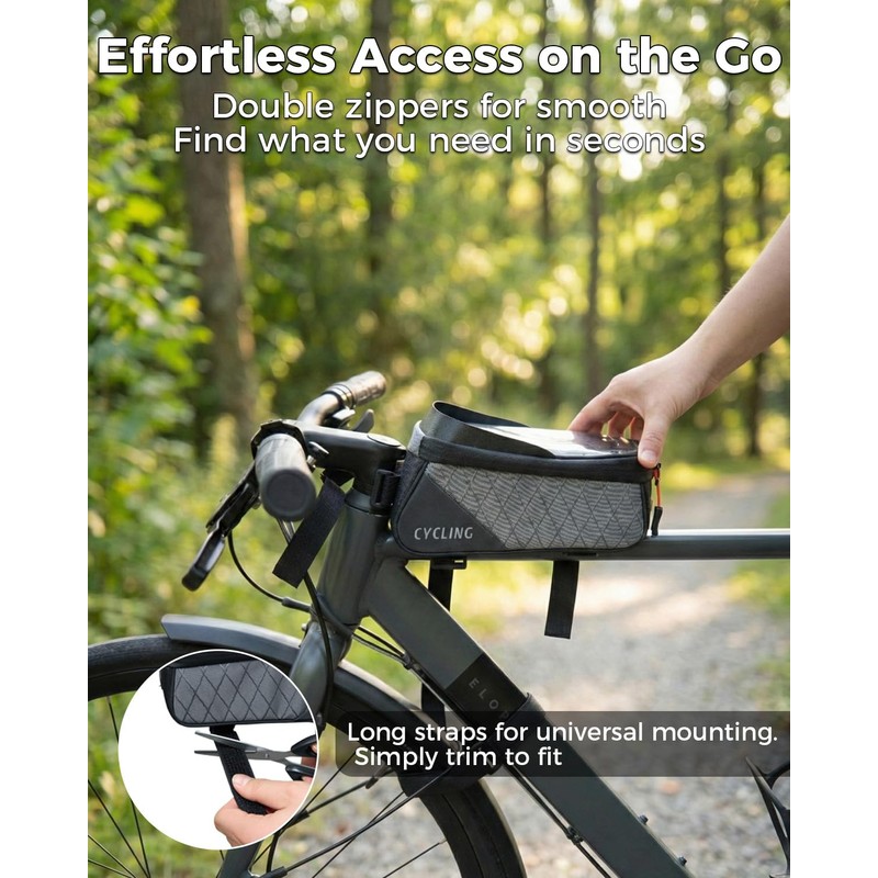 Bike Phone Bag, Waterproof Bicycle Top Tube Phone Front Frame