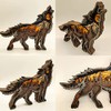 MEETOZ Creative Wolf Decoration Wolf Statue Desktop Decoration Lights, Wooden